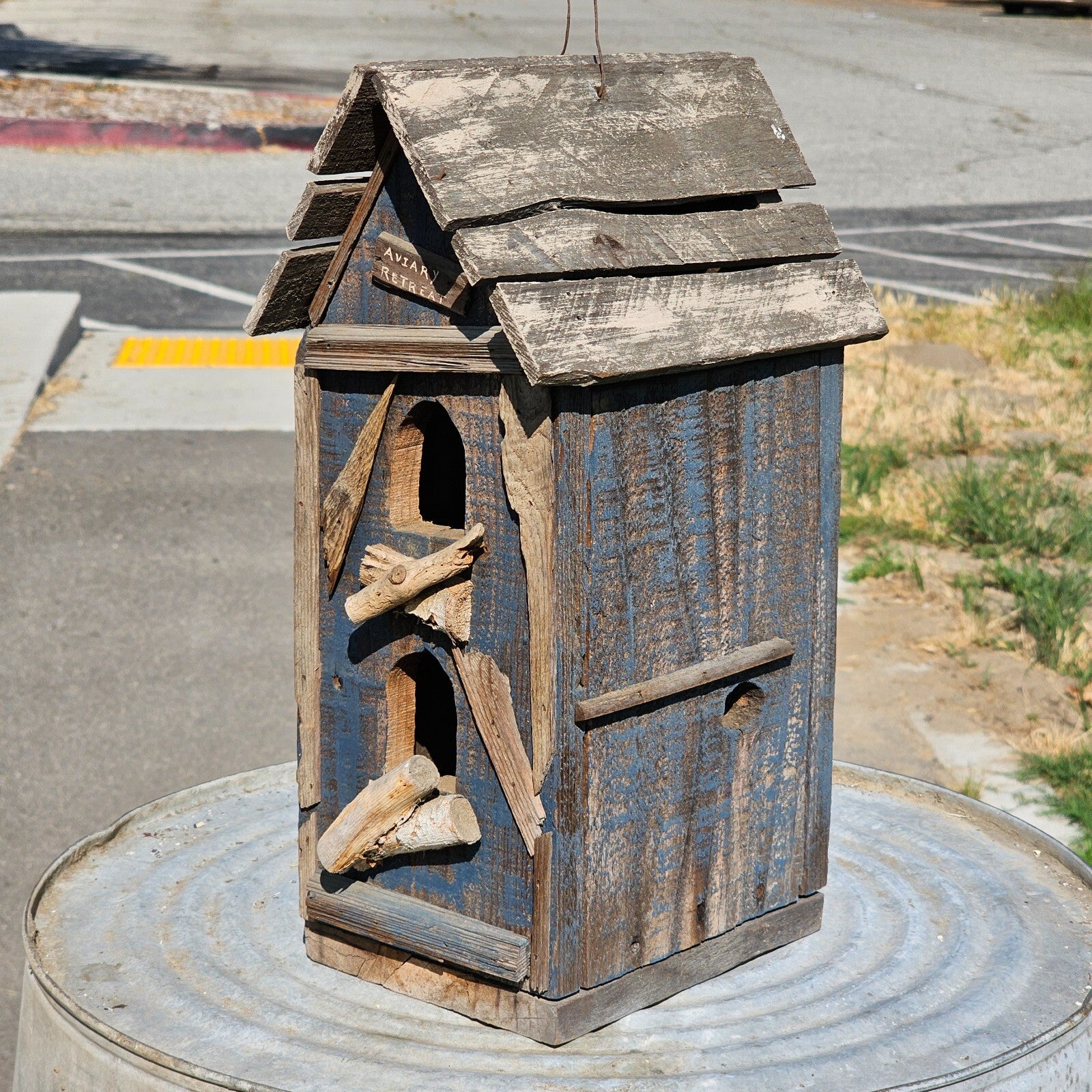 Rustic Bird House Hanging Birdhouse Handmade Singed