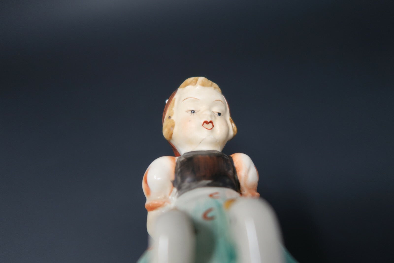 Vintage 1930s Bisque Porcelain Singing girl and two ducks Japan H 5.5"