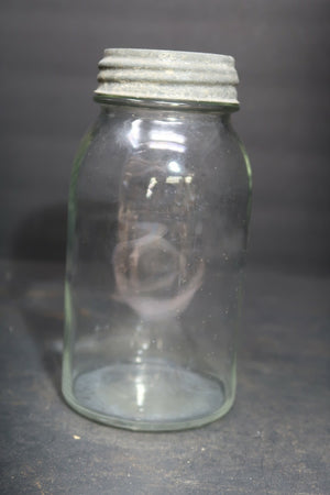Vintage Canning Jar With Zinc Lid 3.75" x 7.5"