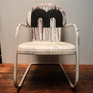 Vintage Metal Lawn Chair Clam Shell Scalloped Back
