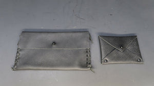 Handmade Black Leather Wallet / Cell Phone Case & Card Case