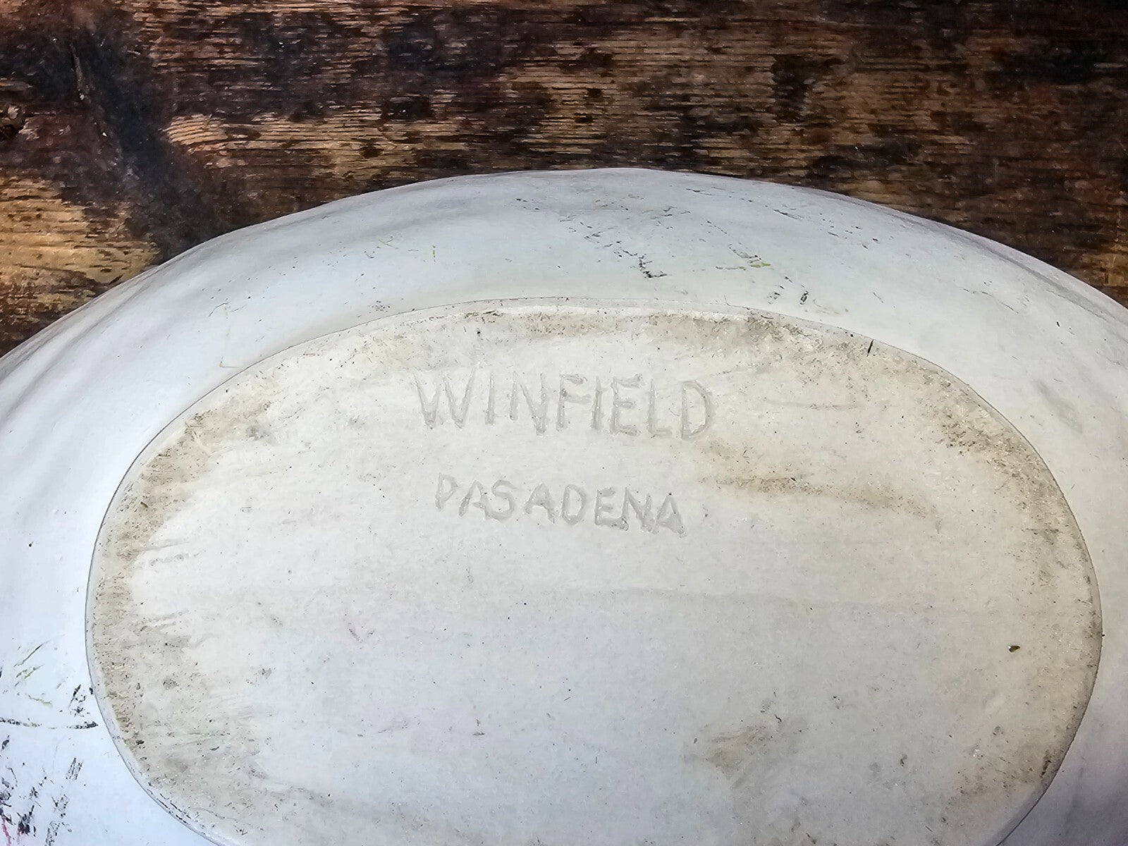 Winfield Pasadena Pottery Oblong Bowl / Planter Turquoise & White