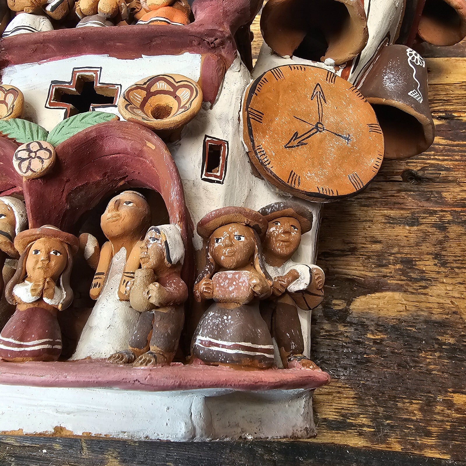 Ayacucho Artisan Terra Cotta Church Folk Art Peruvian Ornament 17"W x 16"H
