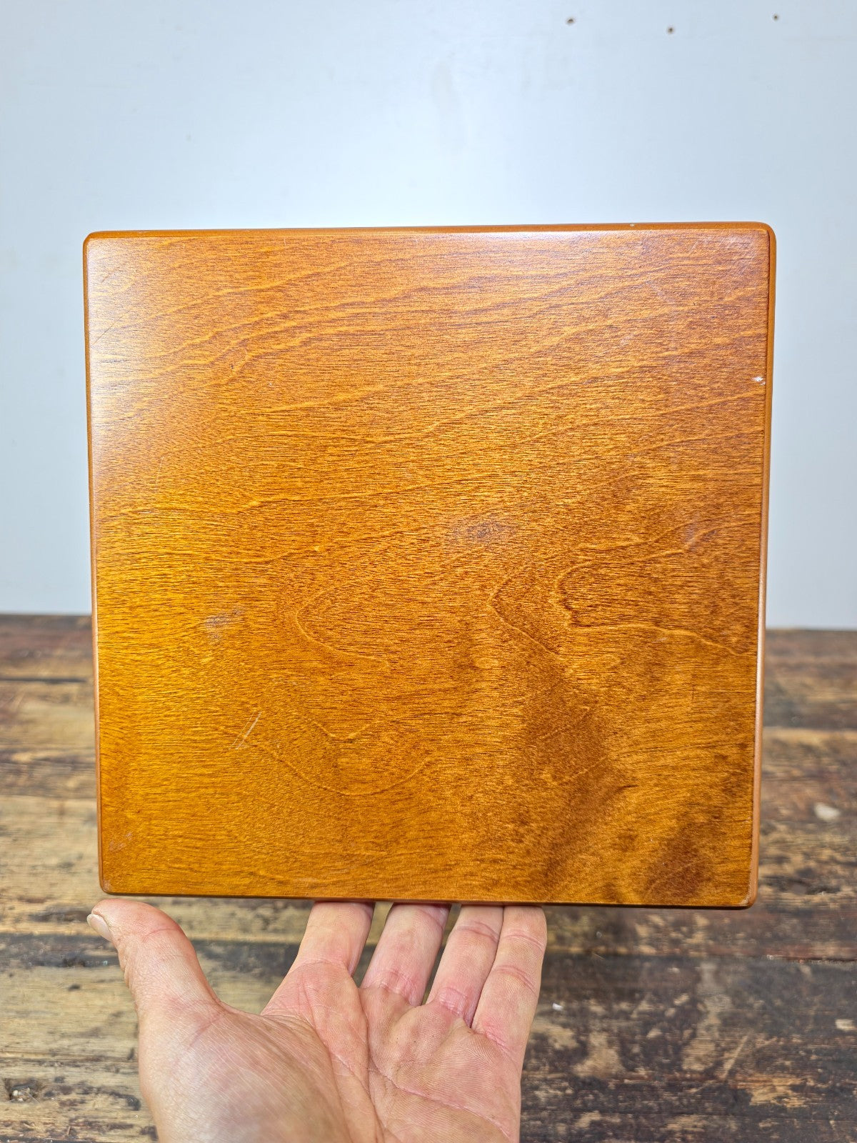 Vintage Mid-Century Style Tiger Maple Finish Pedestal Plant Stand 2-Tier 24.5"