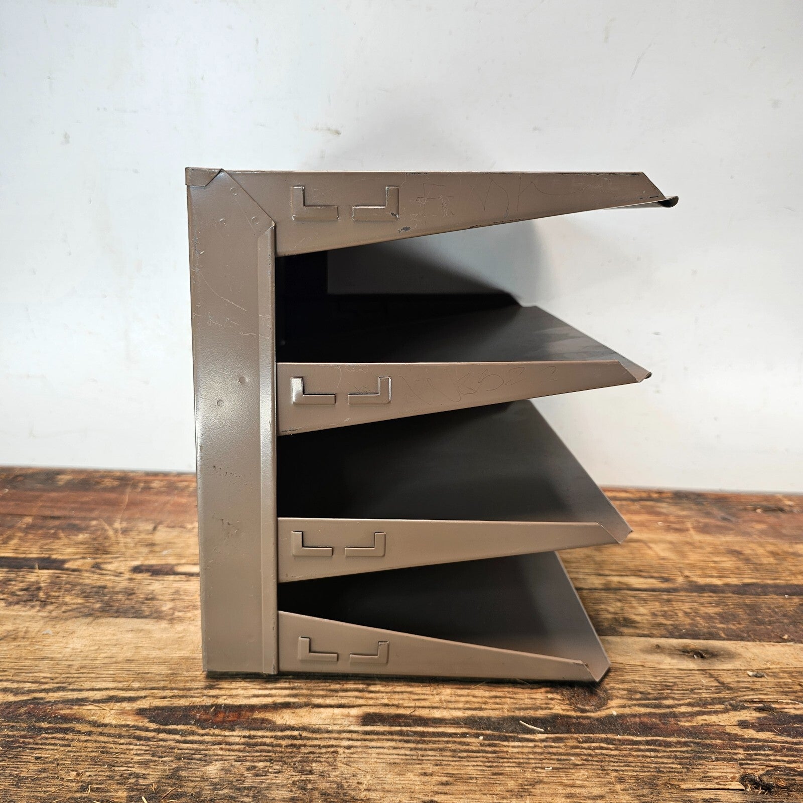 Vintage 4-Tier Wall-Mounted / Desktop Steel File Organizer