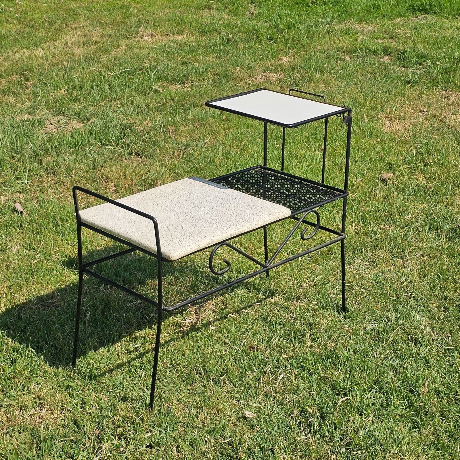 Vintage Mid Century Retro Telephone Table Gossip Bench Atomic Space Age