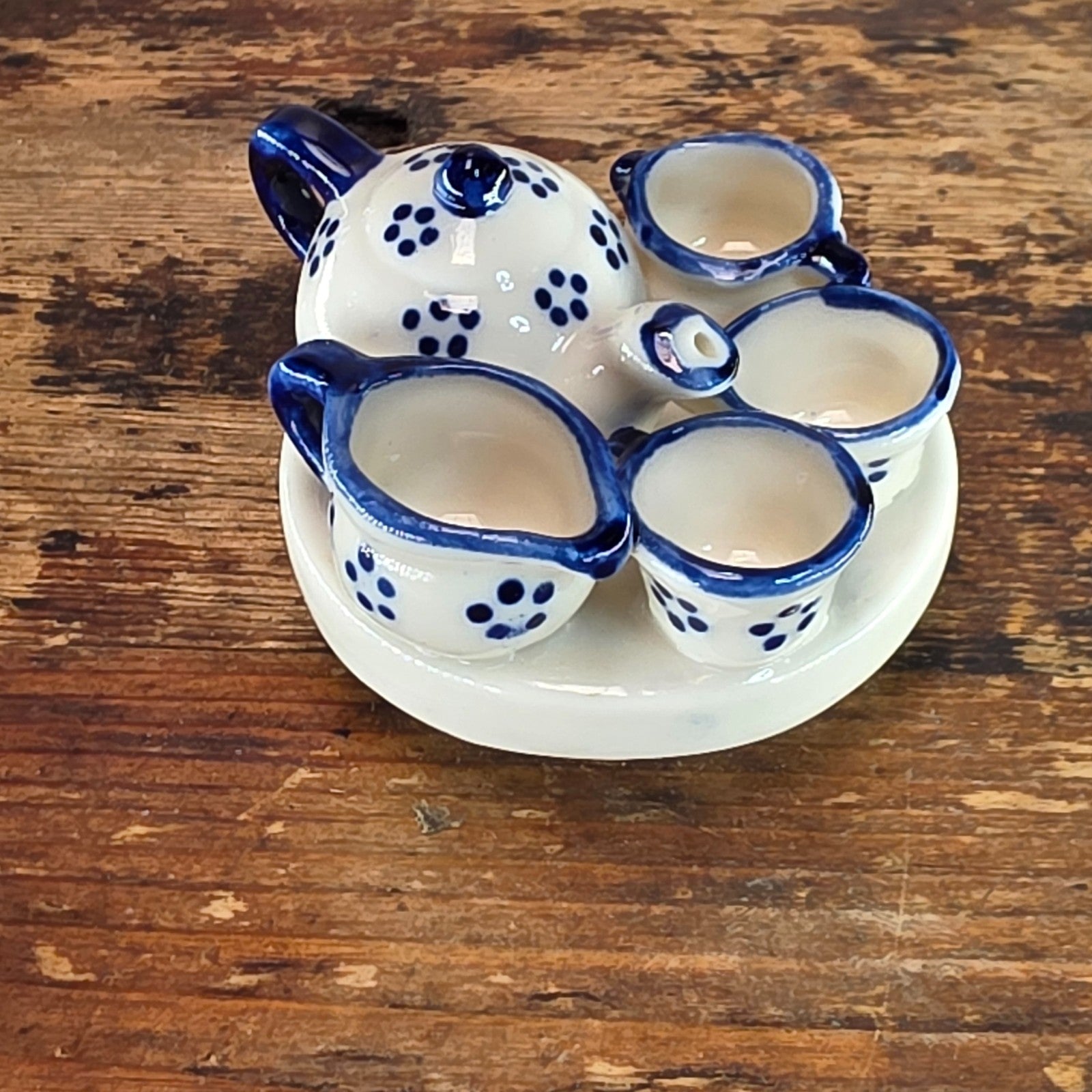 Vintage "Tea Party" Novelty Teapot - Delft Blue Style - Japanese Export Ceramic