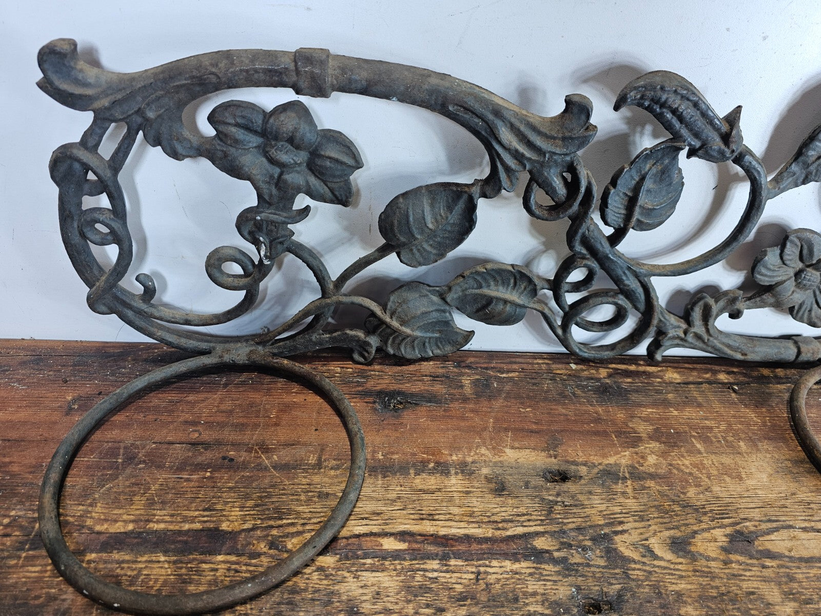 Victorian Style Cast Iron Wall Planter with Ivy Design  28.5"L x 9.5"H x 8.5"D