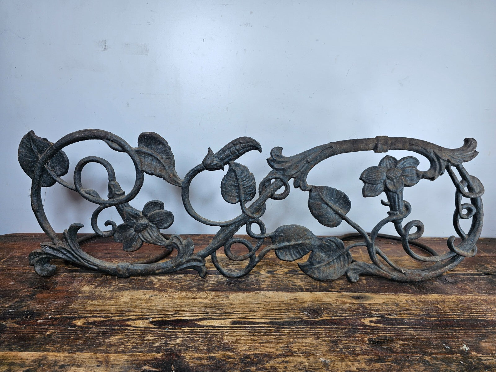 Victorian Style Cast Iron Wall Planter with Ivy Design  28.5"L x 9.5"H x 8.5"D