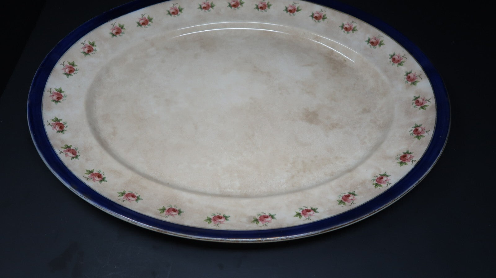 Antique Bristol Semi Porcelain England Serving Platter P&Co Ltd Rose 18" x 14.5"