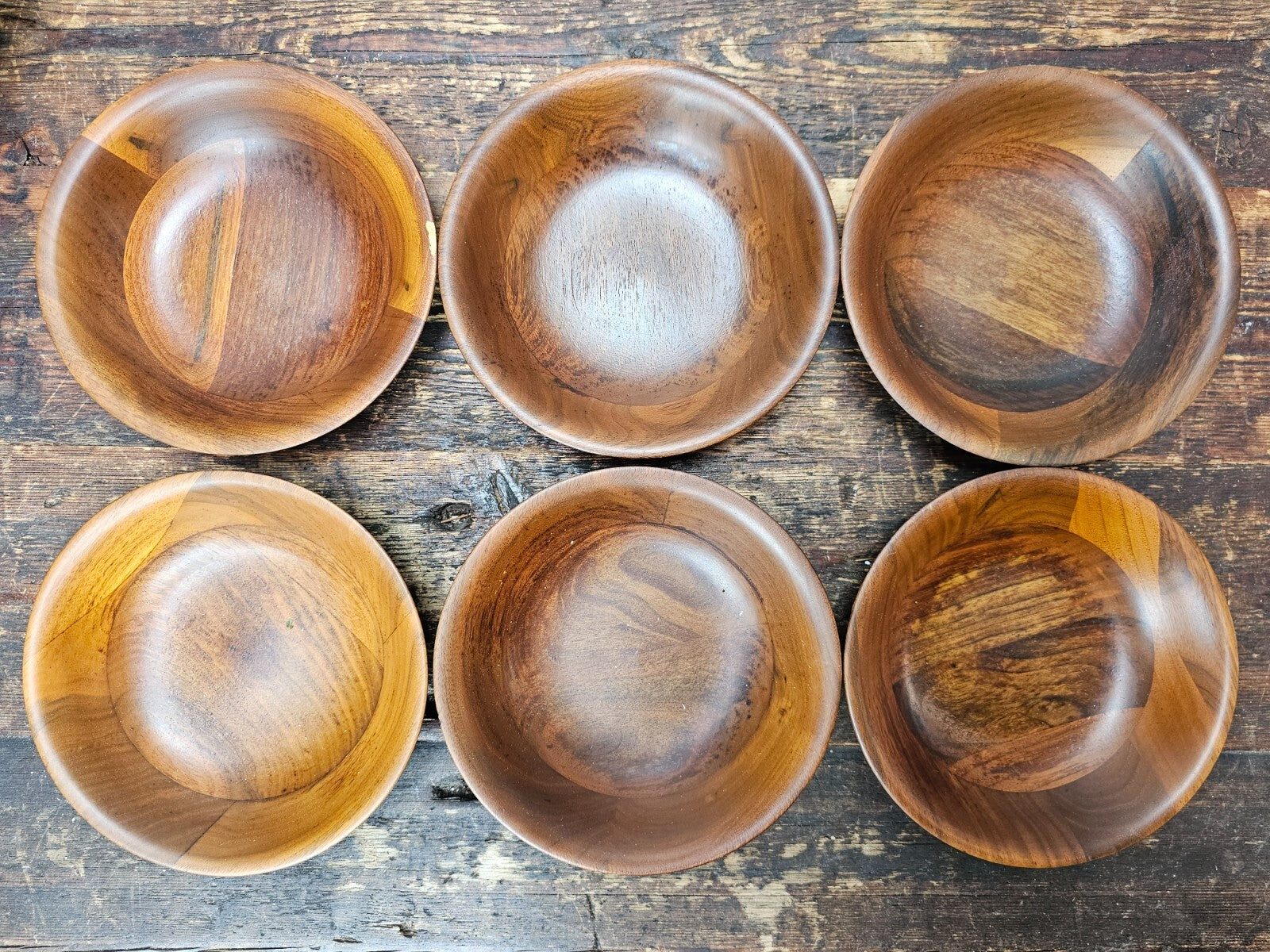MCM Style Teak Salad Bowl Set 9 Pieces