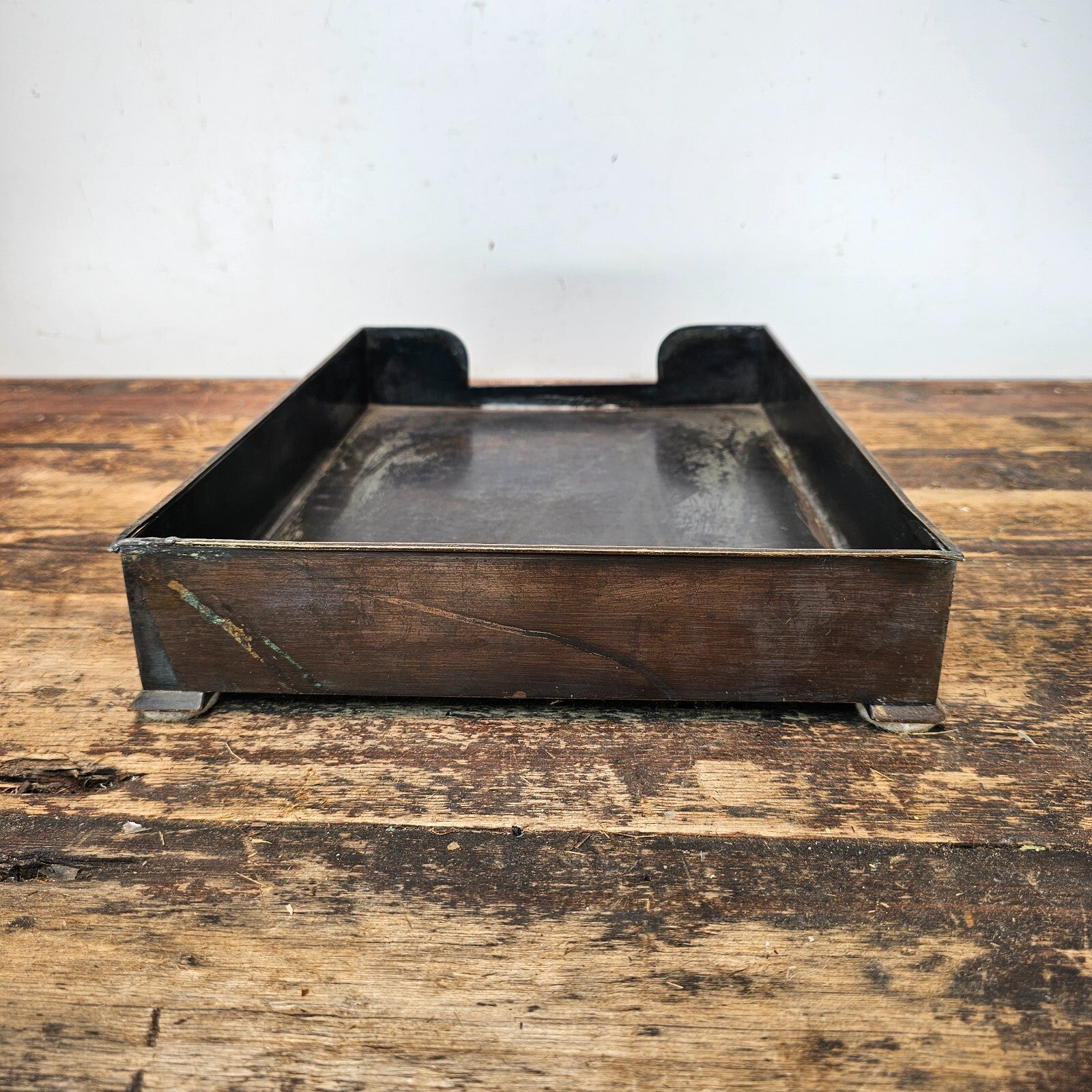 Vintage Art Deco Letter Holder by Silver Crest in Patinated Bronze 1940s