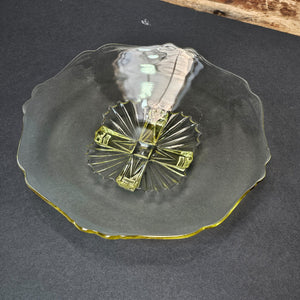 Vintage Lancaster Glass "Cable" Pattern Footed Bowl in Yellow