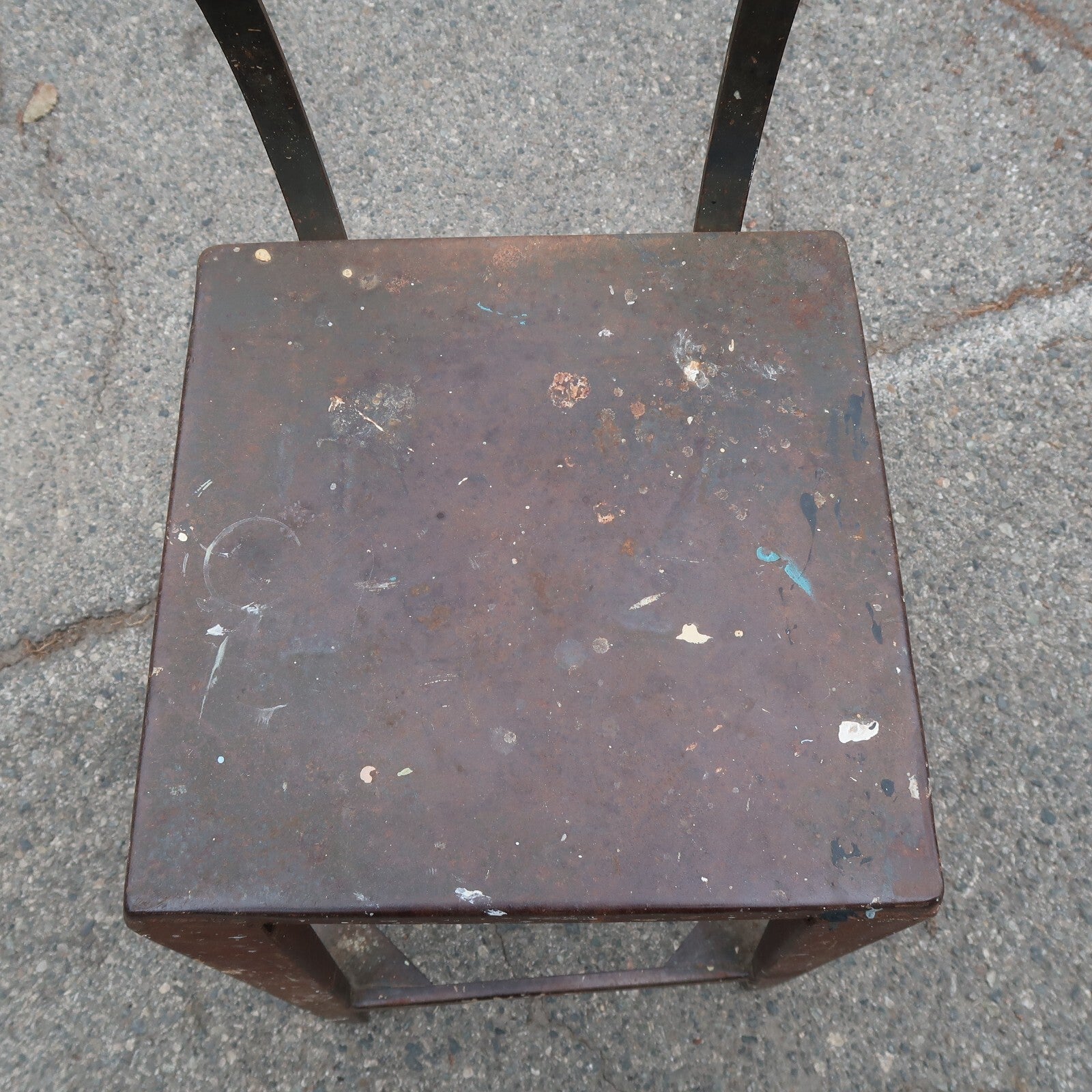Antique Metal Industrial Stool High Chair Heavy Steel Chair 29 lb.