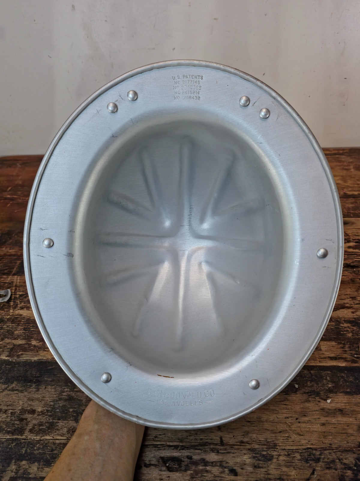 Vintage B.F. McDonald Co. Aluminum Hard Hat – Los Angeles, c.1940s–1950s