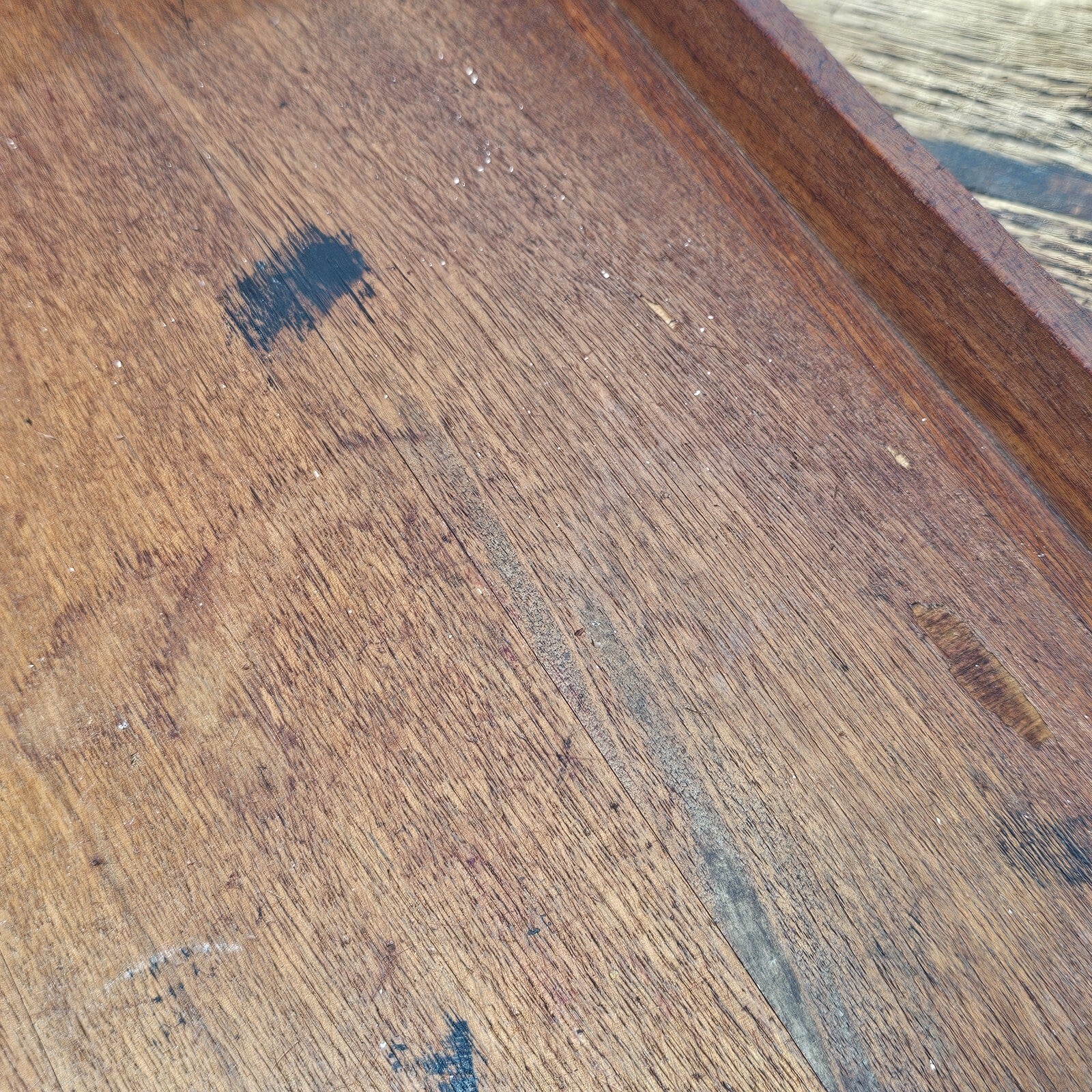 Vintage Walnut Triple Cutout Desk Tray (1950s-1960s)