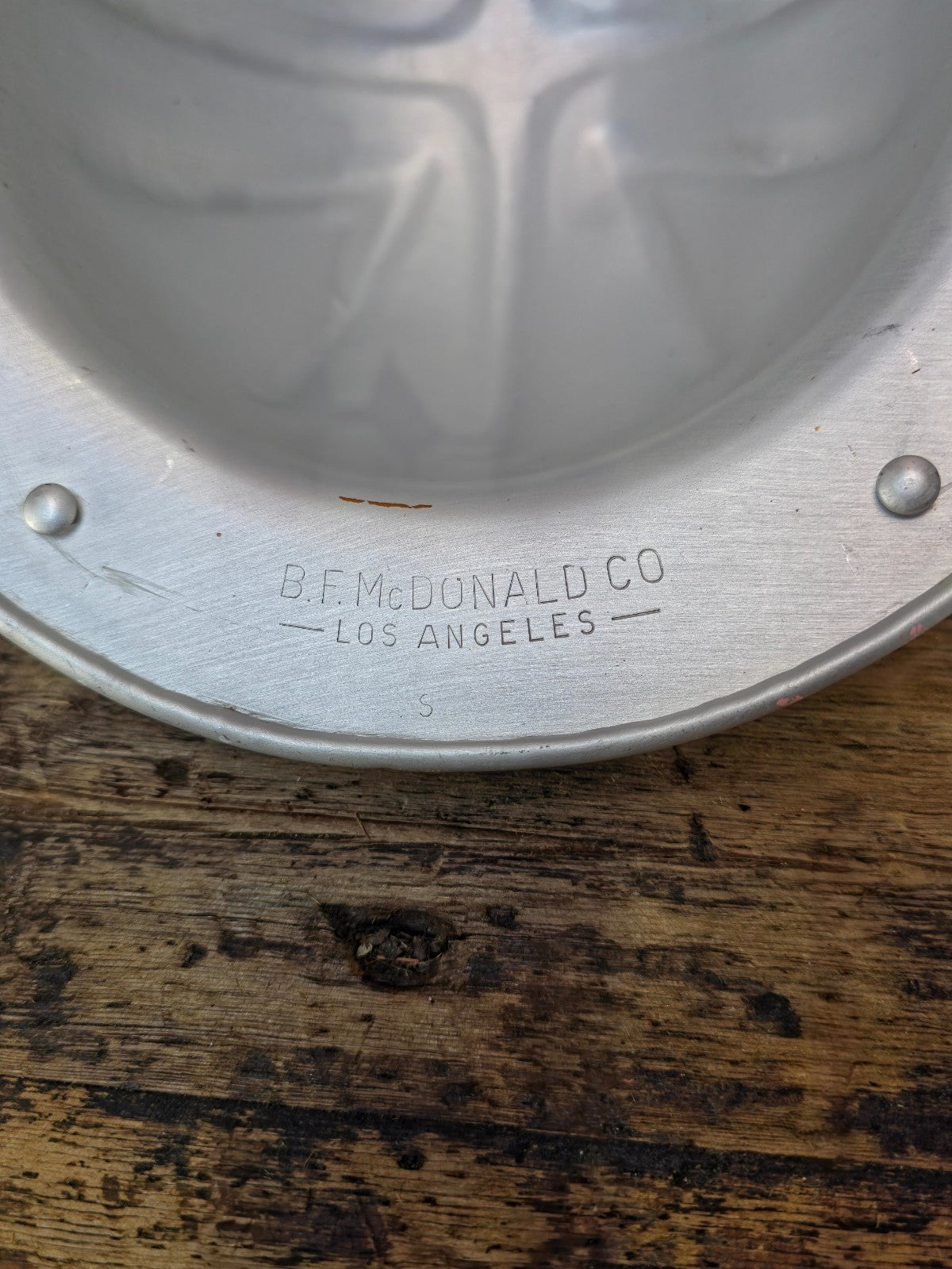 Vintage B.F. McDonald Co. Aluminum Hard Hat – Los Angeles, c.1940s–1950s