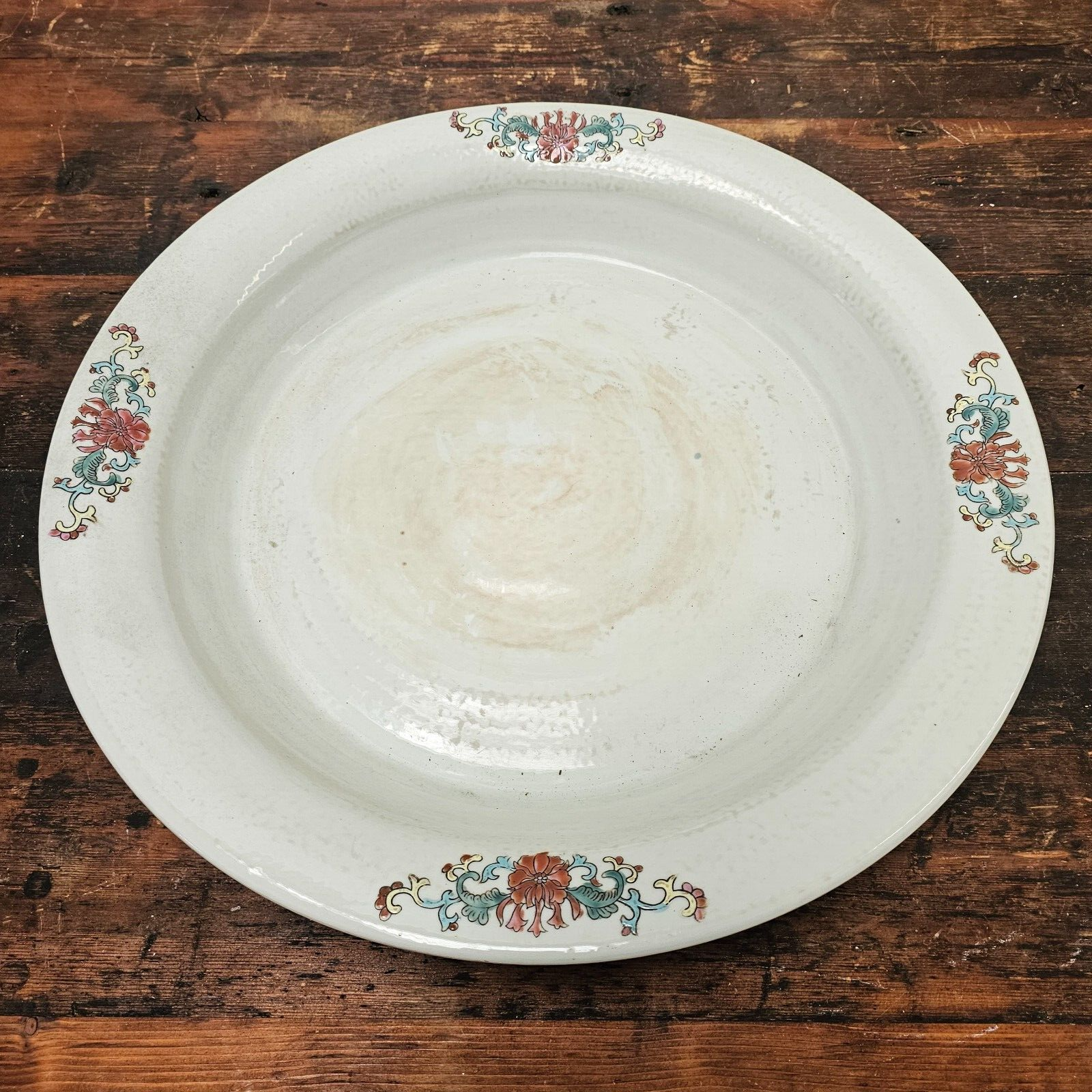 Antique Chinese Ceramic Planter Saucer Blanc de China Marked JIAQUING 19" Dia (B