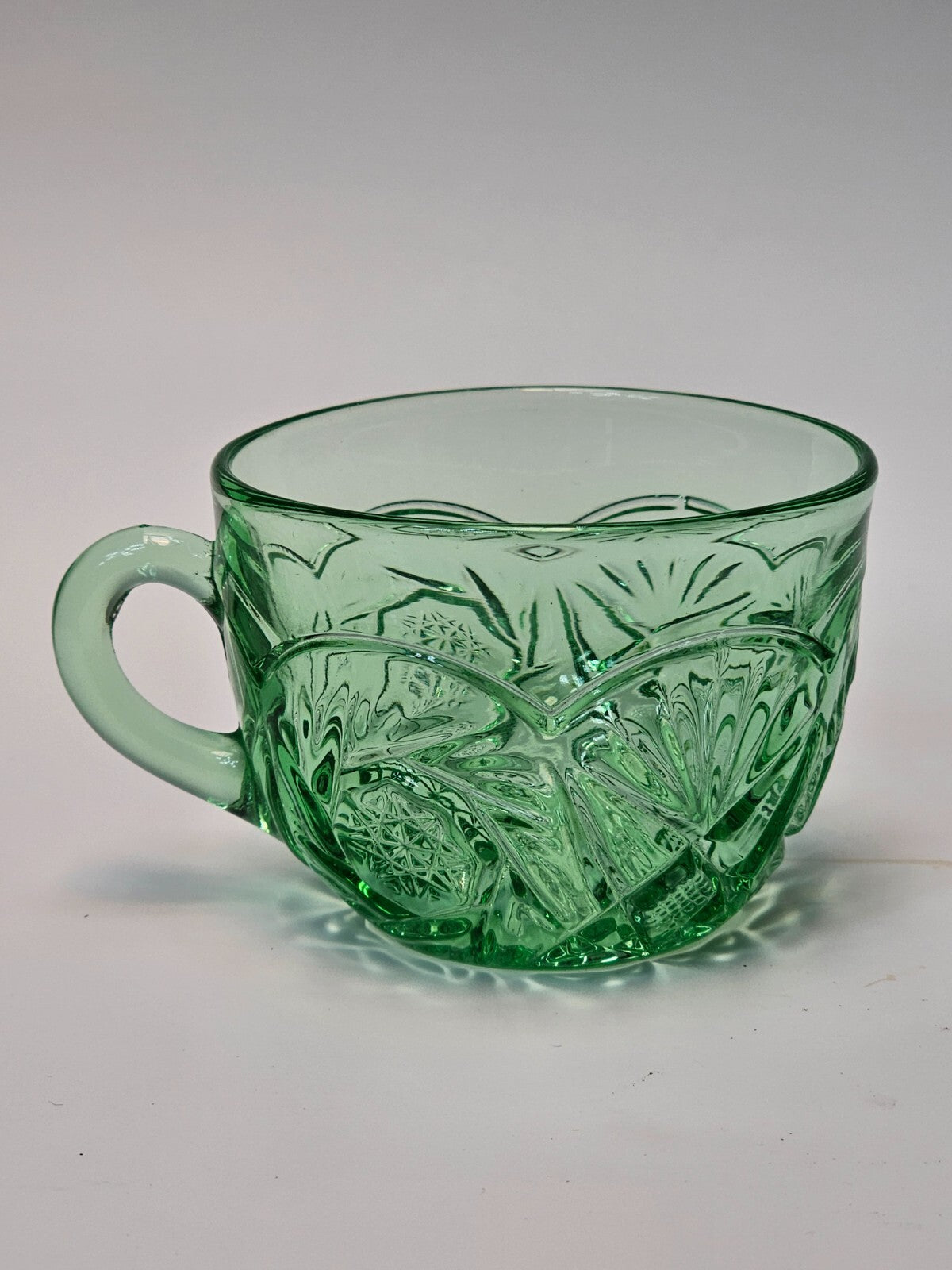 Heisey Pinwheel and Fan Green Moongleam Punch Cup