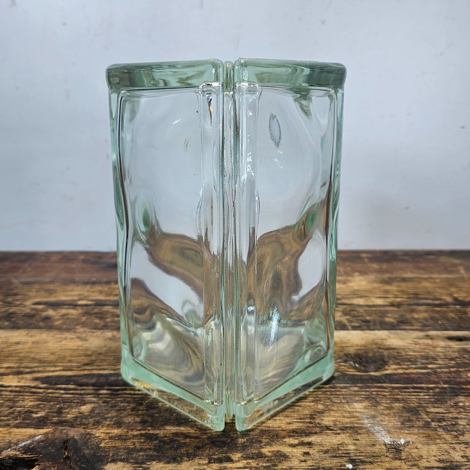 Hexagonal Glass Block Brick 7.5"L x 5.5"W x 7.75H" Vintage (Damaged)