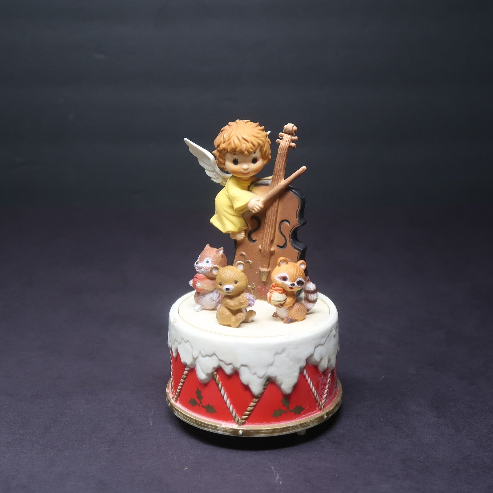 Christmas Angel Music Box with Bear Squirrel & Racoon " A Christmas Festival "