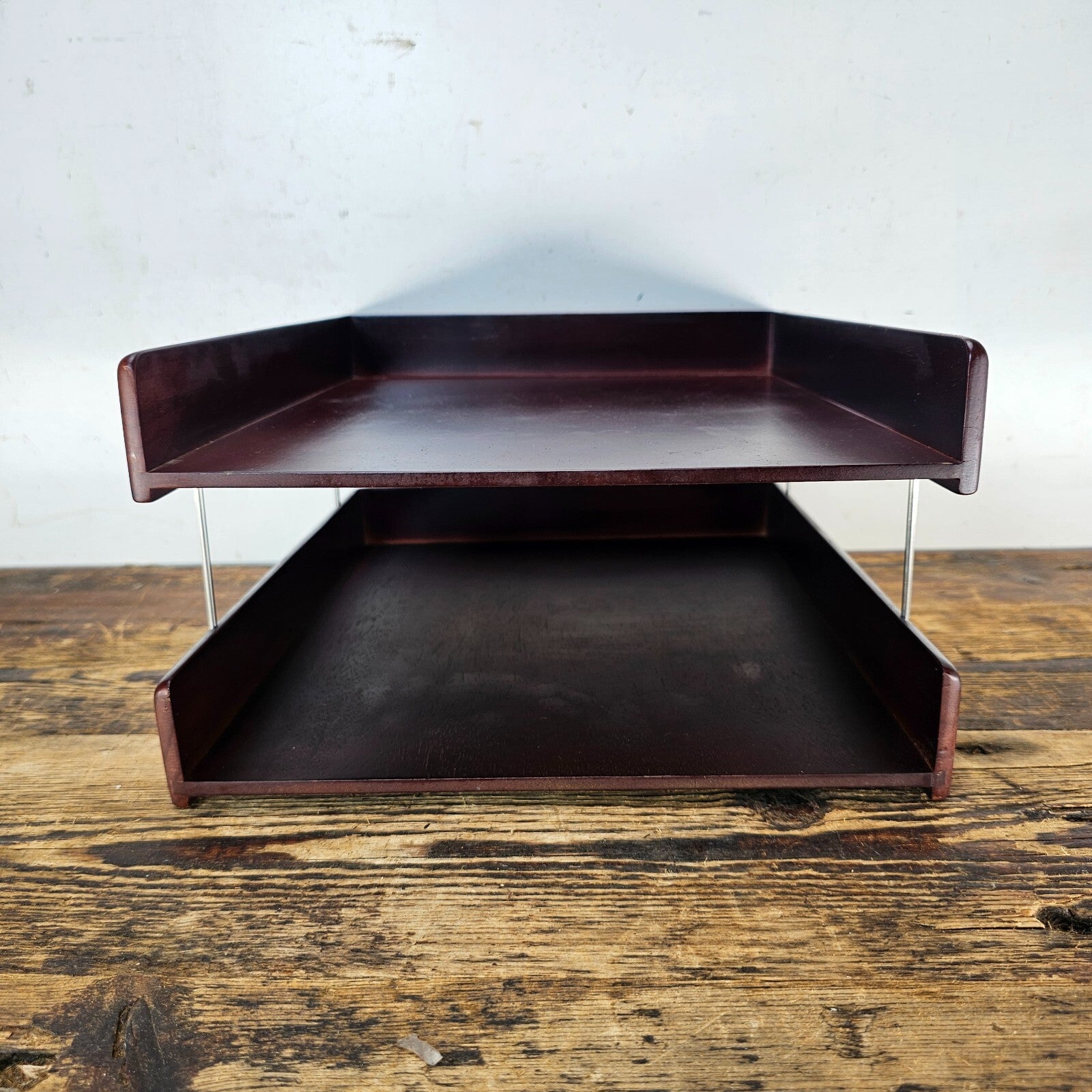 Carver Wood Products Solid Wood 2-Tier Desk Tray Set
