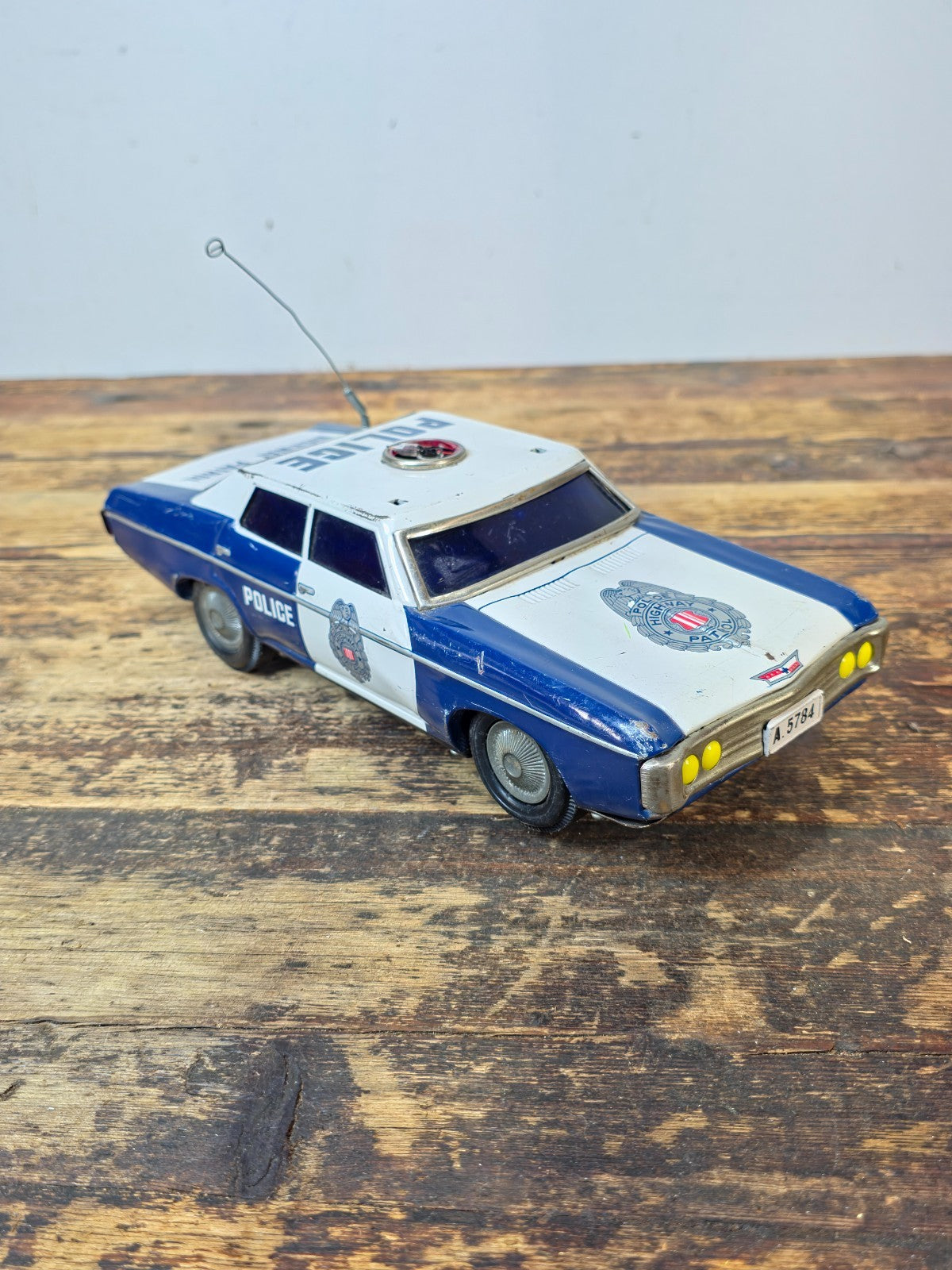 Vintage Tin Police Car Highway Patrol — Made in Japan, 1960s, Parts Only