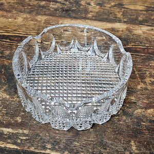 Vintage Crystal Glass Round Cigar Ashtray Trinket 6"Dia x 2"H