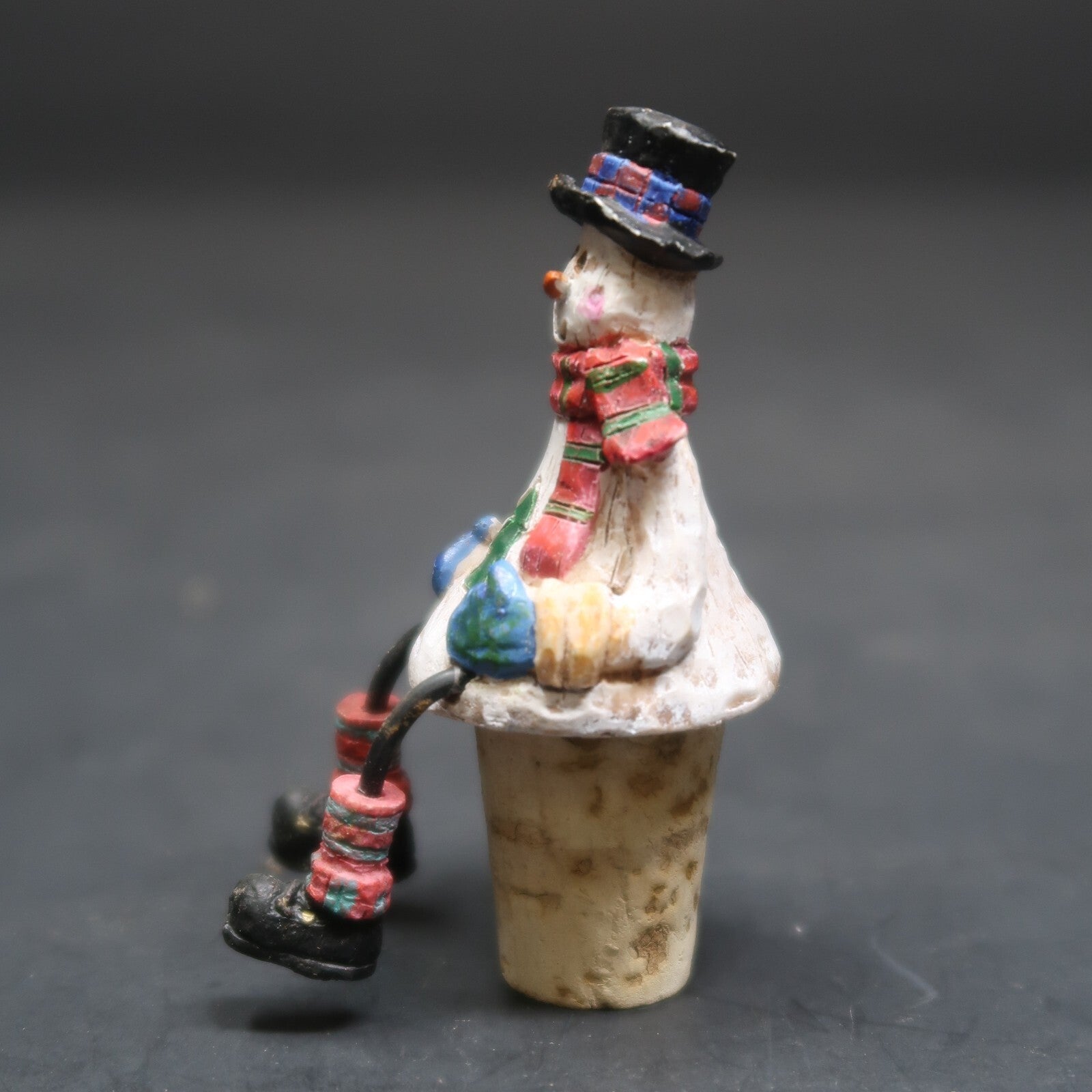 Snowman Dangling Legs Wine Stopper Cork 3"