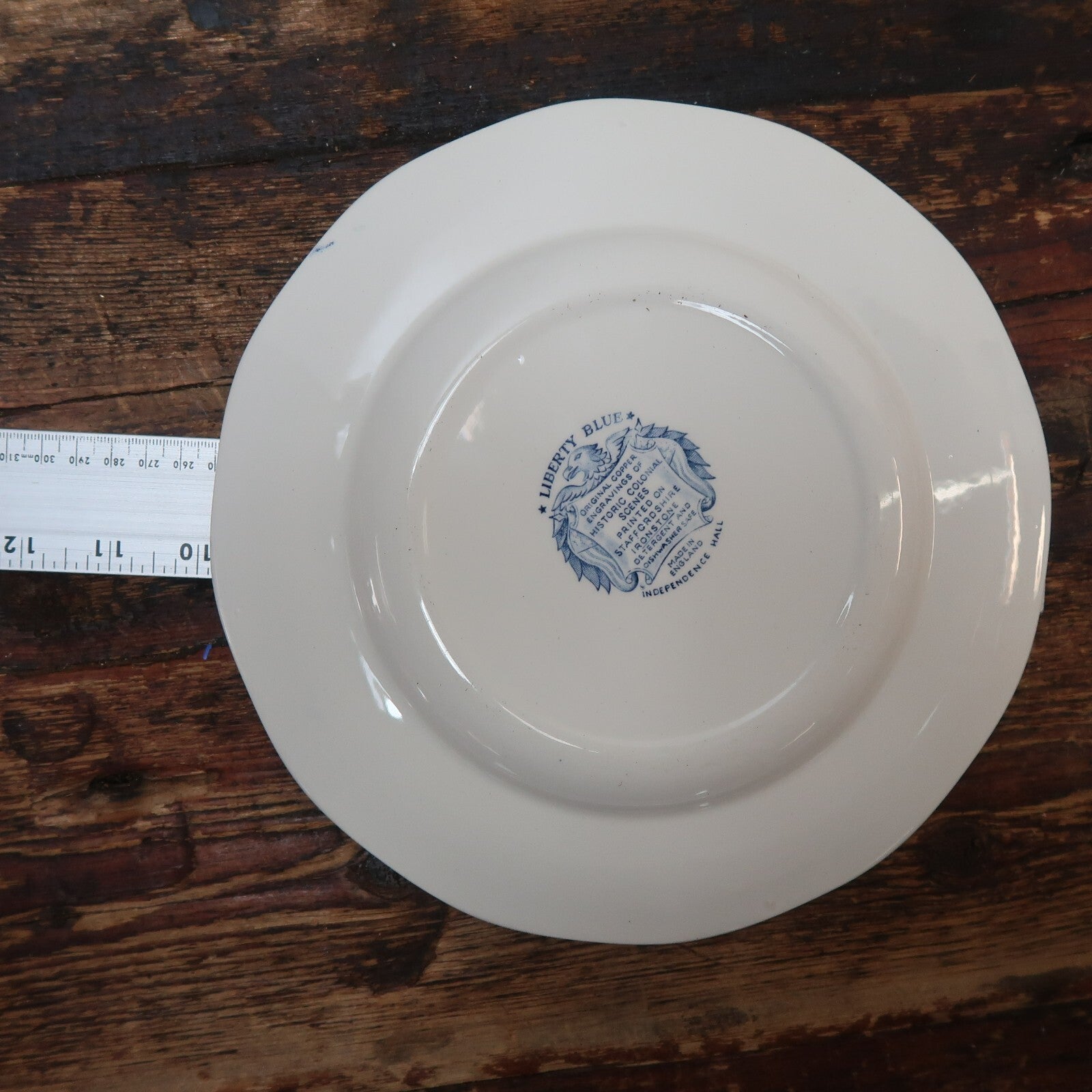 Vintage Liberty Blue Ironstone Plate Made In England Independence Hall 9.75"