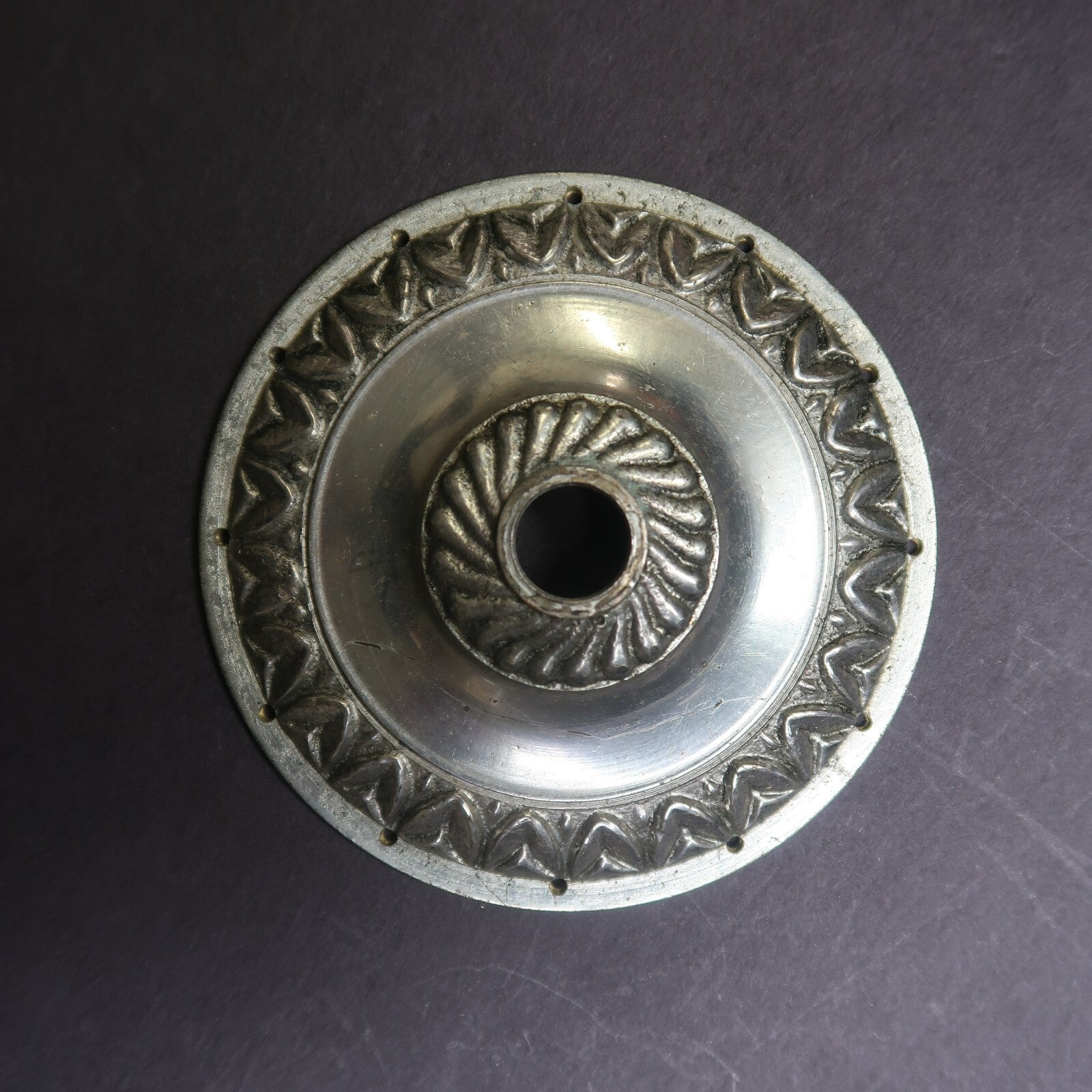 Vintage Lamp Shade Rest / Knob Backplate Escutcheon 3" Diameter