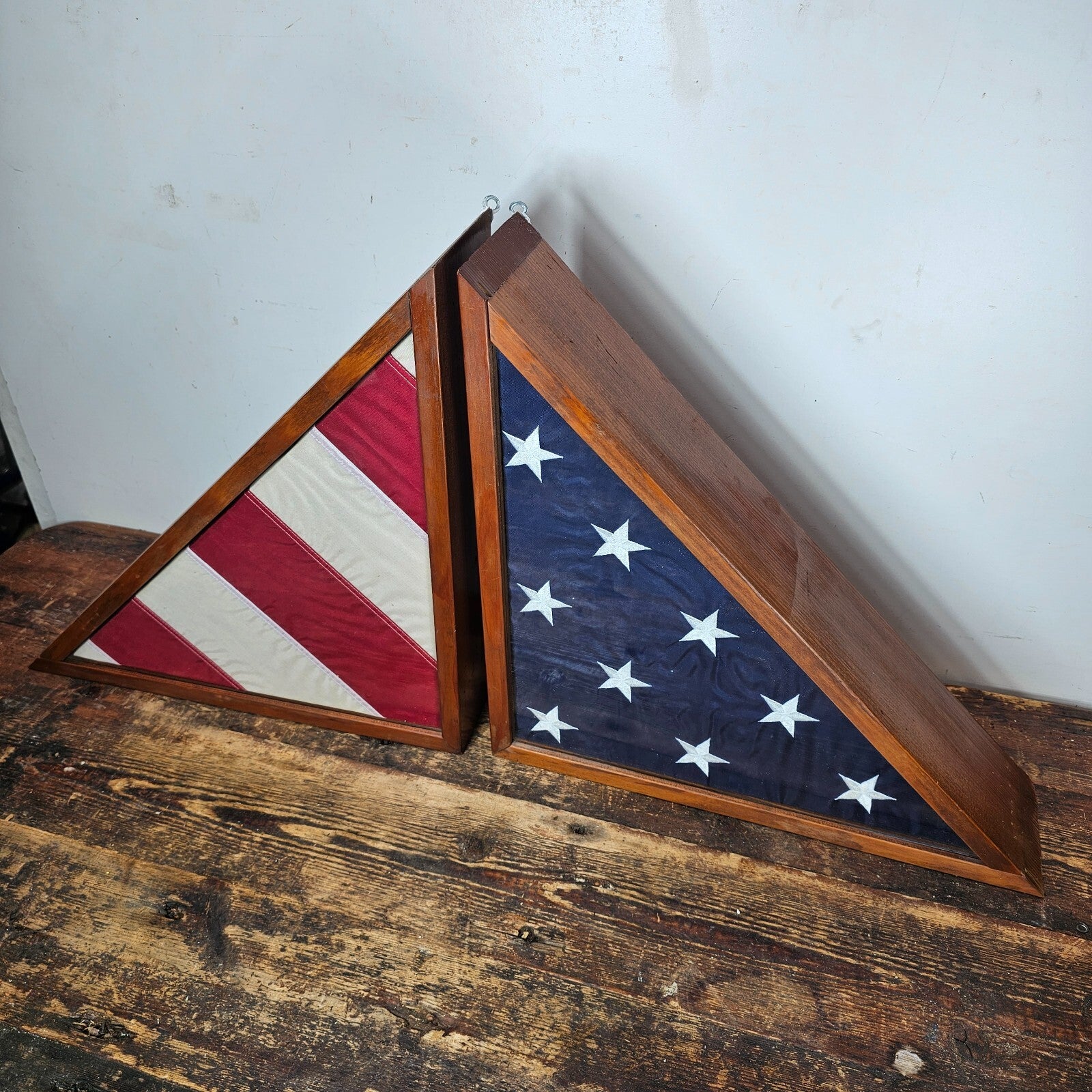 US Military Veteran Burial Casket American Flag And Case 17.5" x 17.5" x 4.5"D