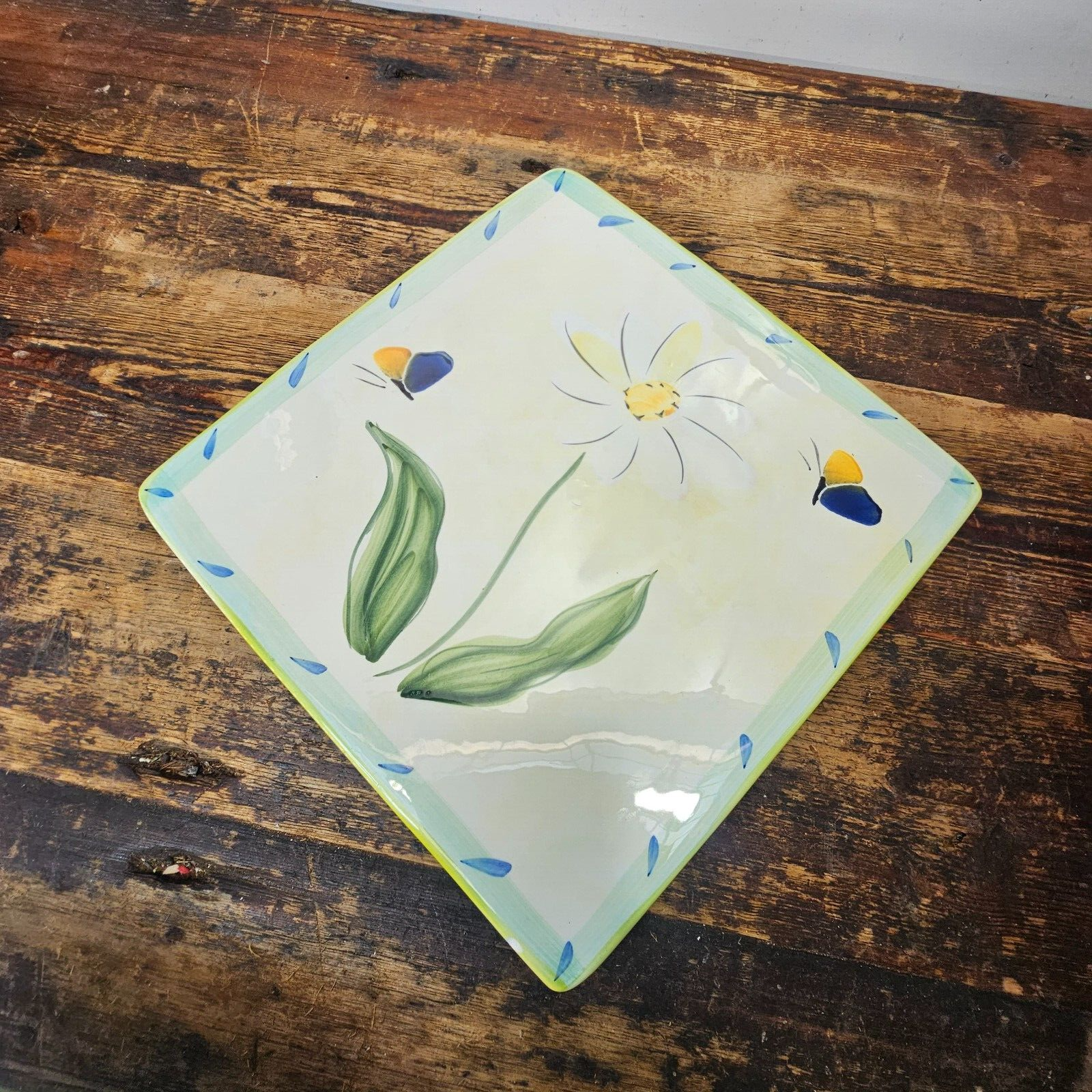 Crate & Barrel Ceramica ARM Square Serving Platter Made In Italy 11.5" x 11.5"