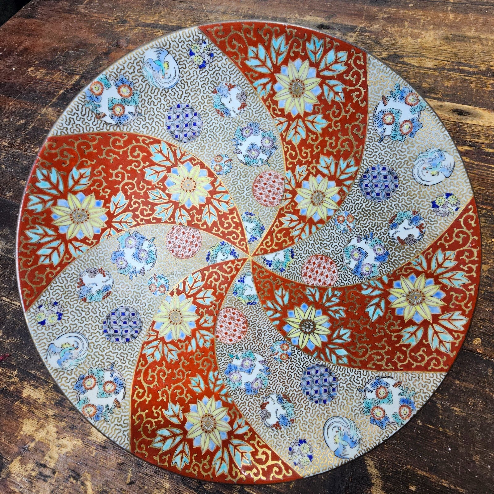 Arita Imari Plate Japanese Porcelain Fukagawa Seiji Dish 12.25"Dia x 1.75"H