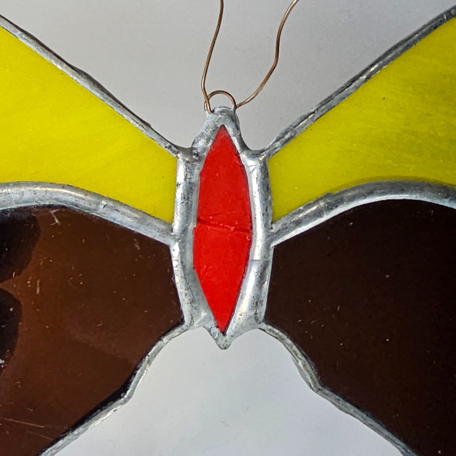Vintage Butterfly Stained Glass Sun Catcher 8" x 4.5"