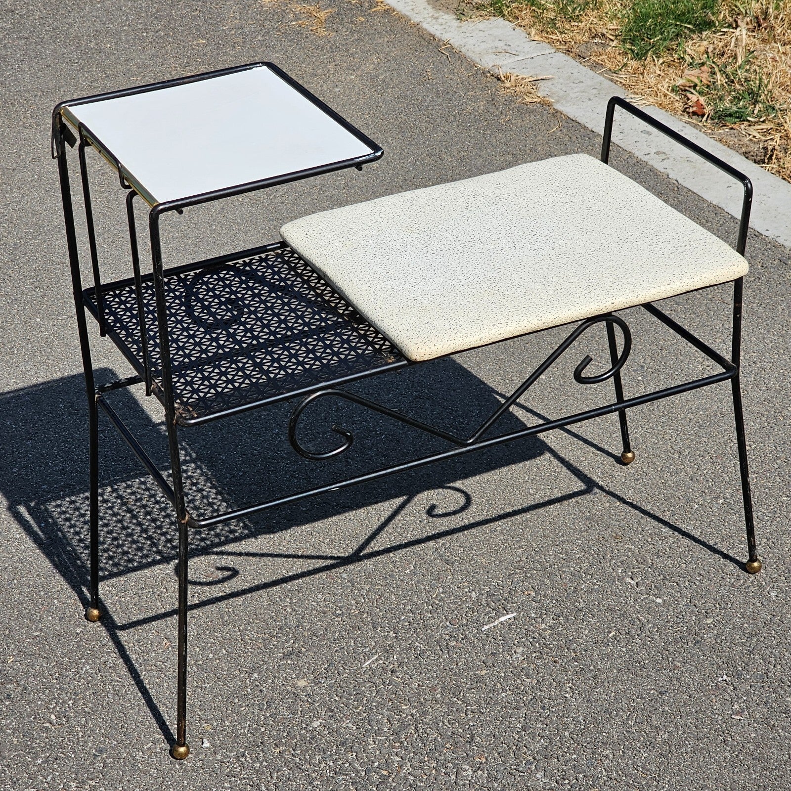 Vintage Mid Century Retro Telephone Table Gossip Bench Atomic Space Age