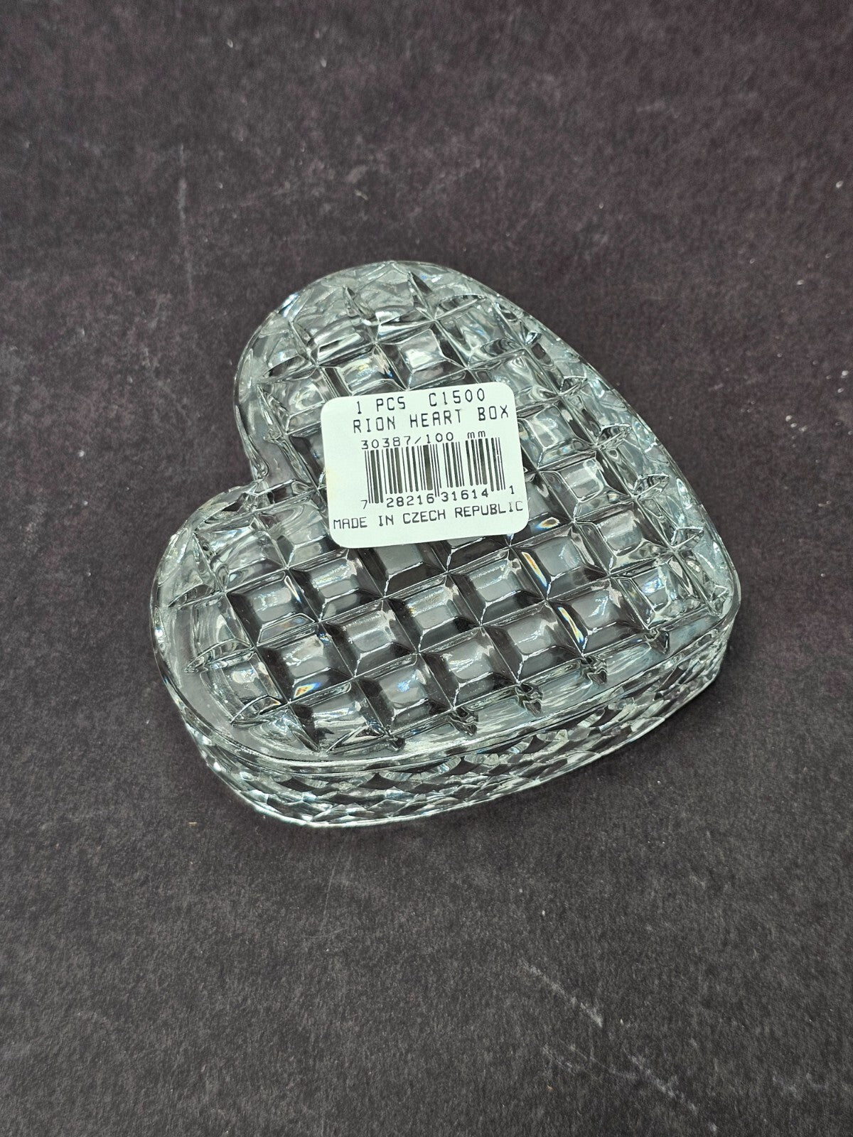 BLOCK Czech 24% Full Lead Crystal Glass Orion Heart Box Container NOS