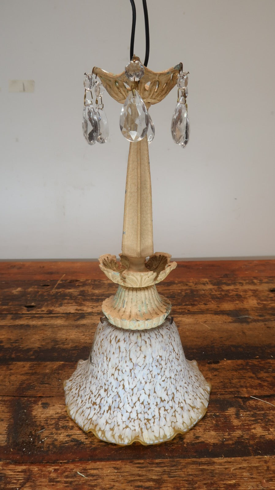 Vintage Pendant Light Fixture Shabby Chic White