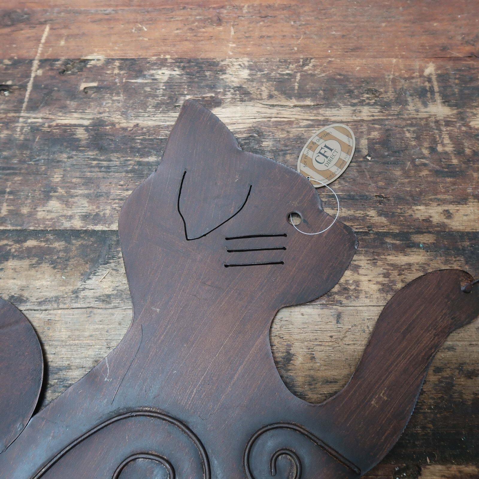 Large Rusty Metal Cats Playing With Butterflies (Set of 2) Free U.S. Shipping