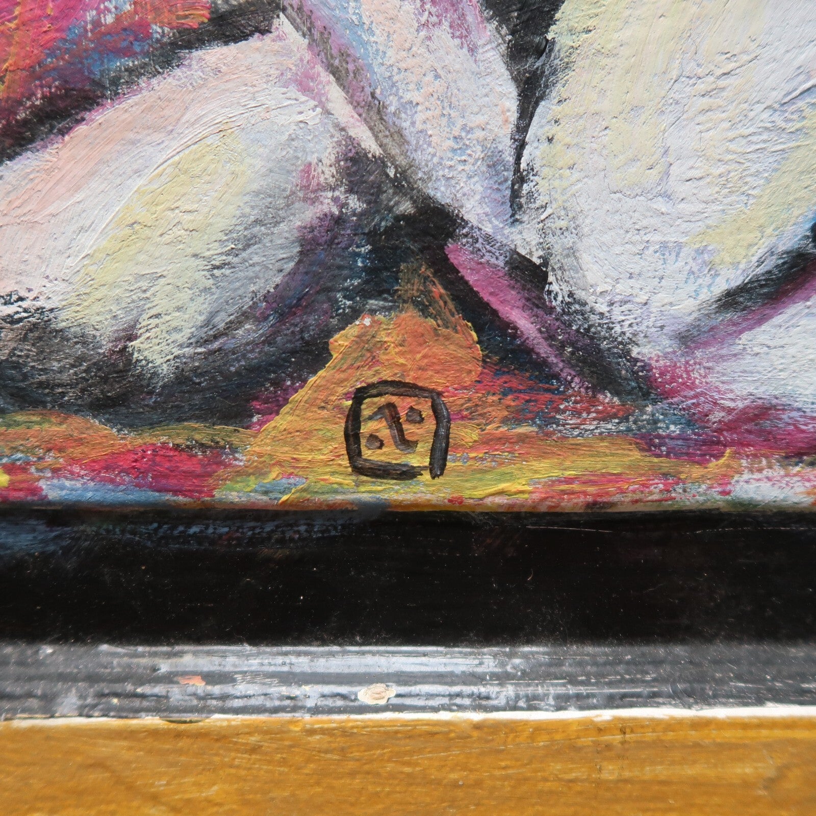 Hand Painted On Wood Cabinet Door Signed by Daniel Velazquez " Nude II " 2000