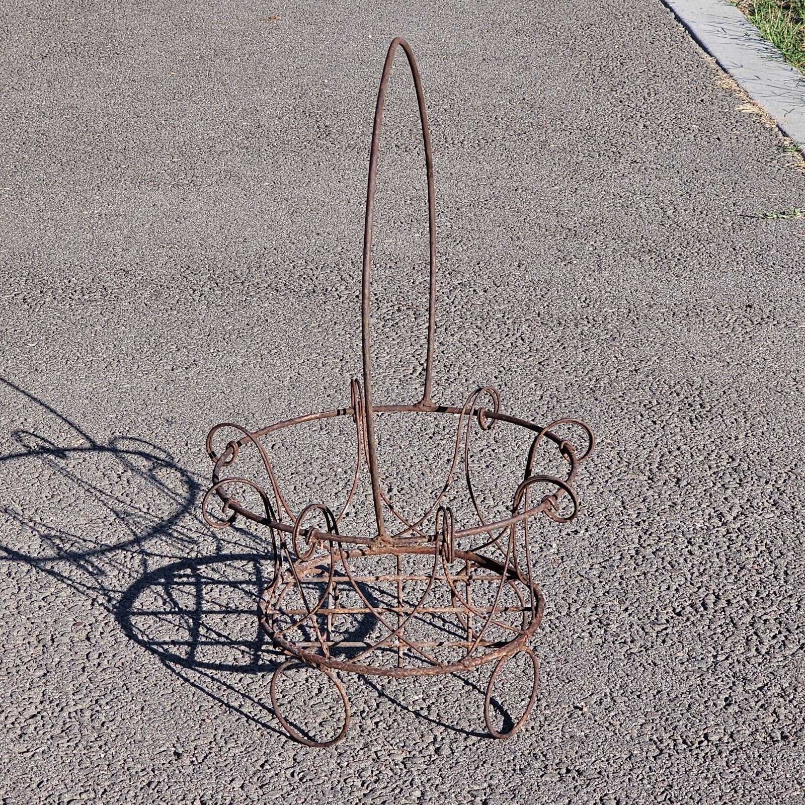 Vintage Wire Basket Planter Rusty Garden Decor 26"H