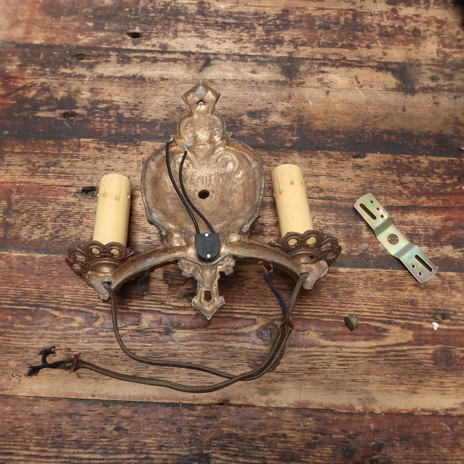 Brass Italian Style Candelabra Wall Sconce Light Fixture