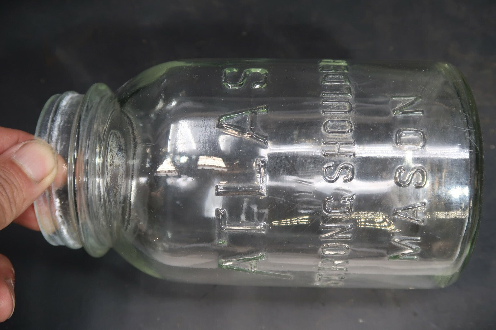 Vintage Atlas Strong Shoulder Mason Canning Jar With Zinc Lid 3.75" x 7"