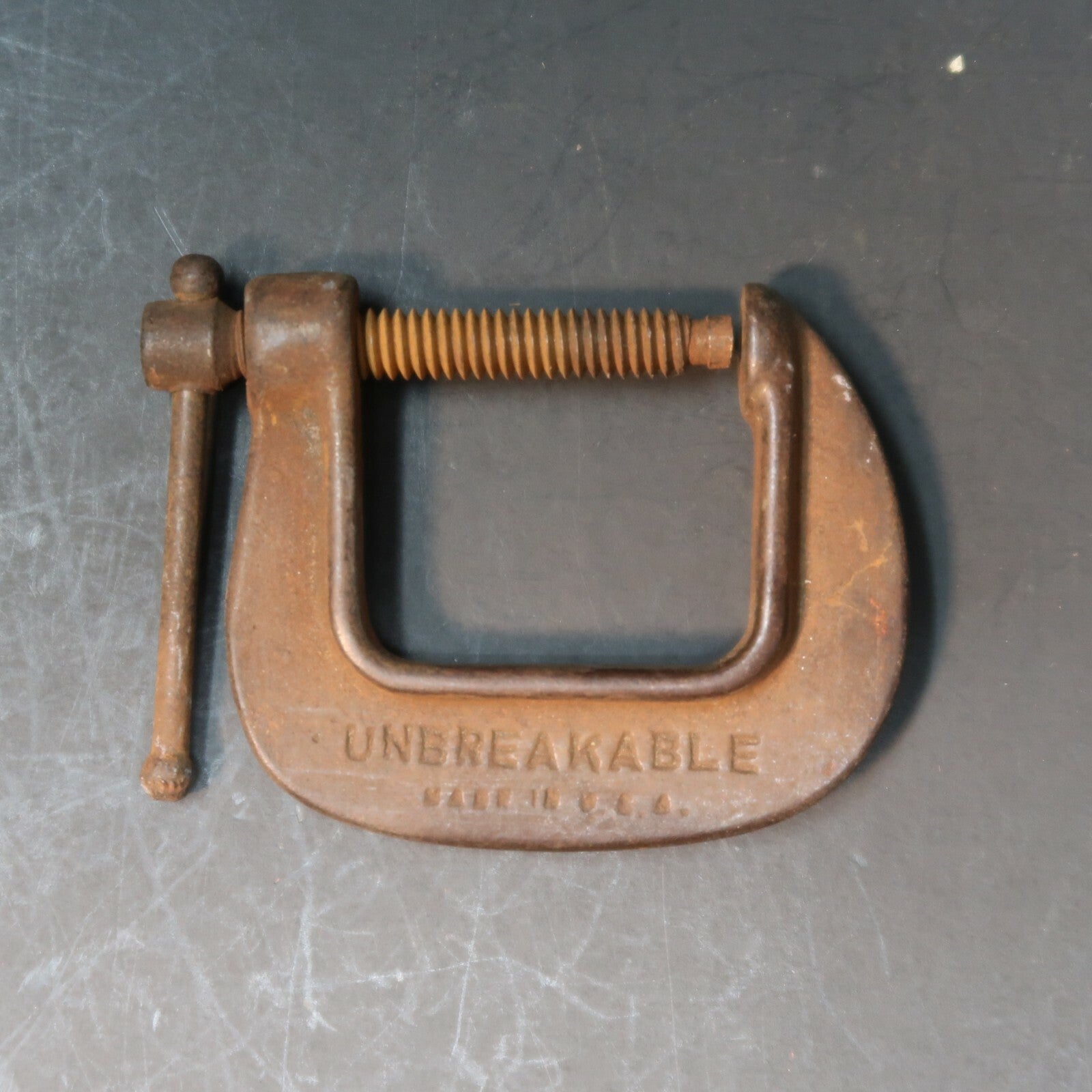 Vintage Small Unbreakable Malleable Iron C Clamp Made in USA