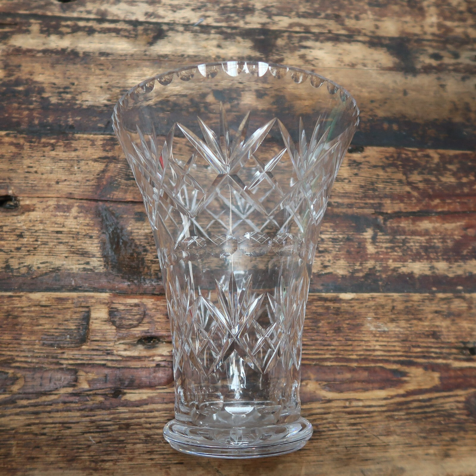 Hand Cut Crystal Glass Vase 6.5" x 6.5" x H 8.25"