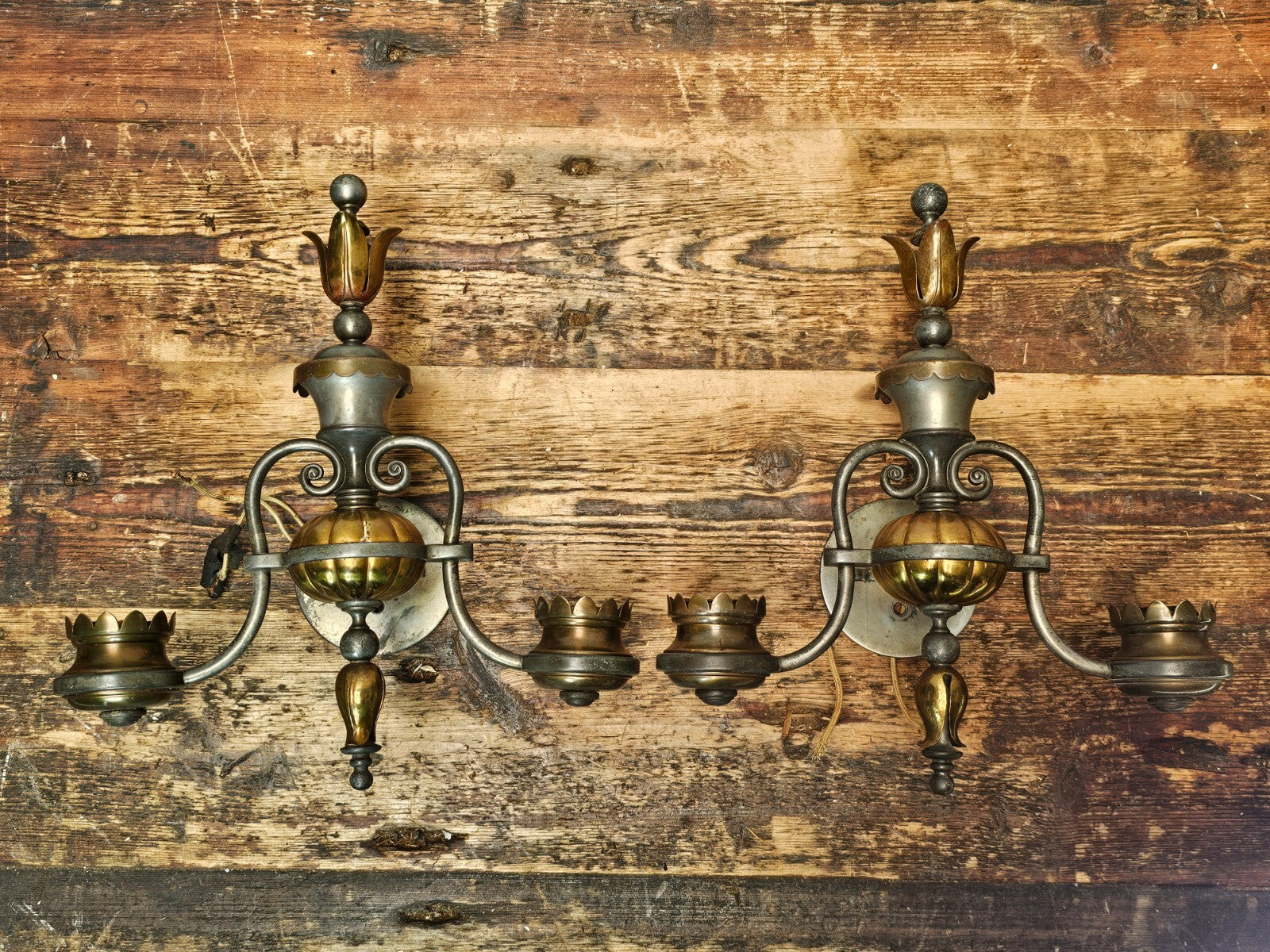 Antique Victorian Style Double-Arm Wall Sconce (Pair)