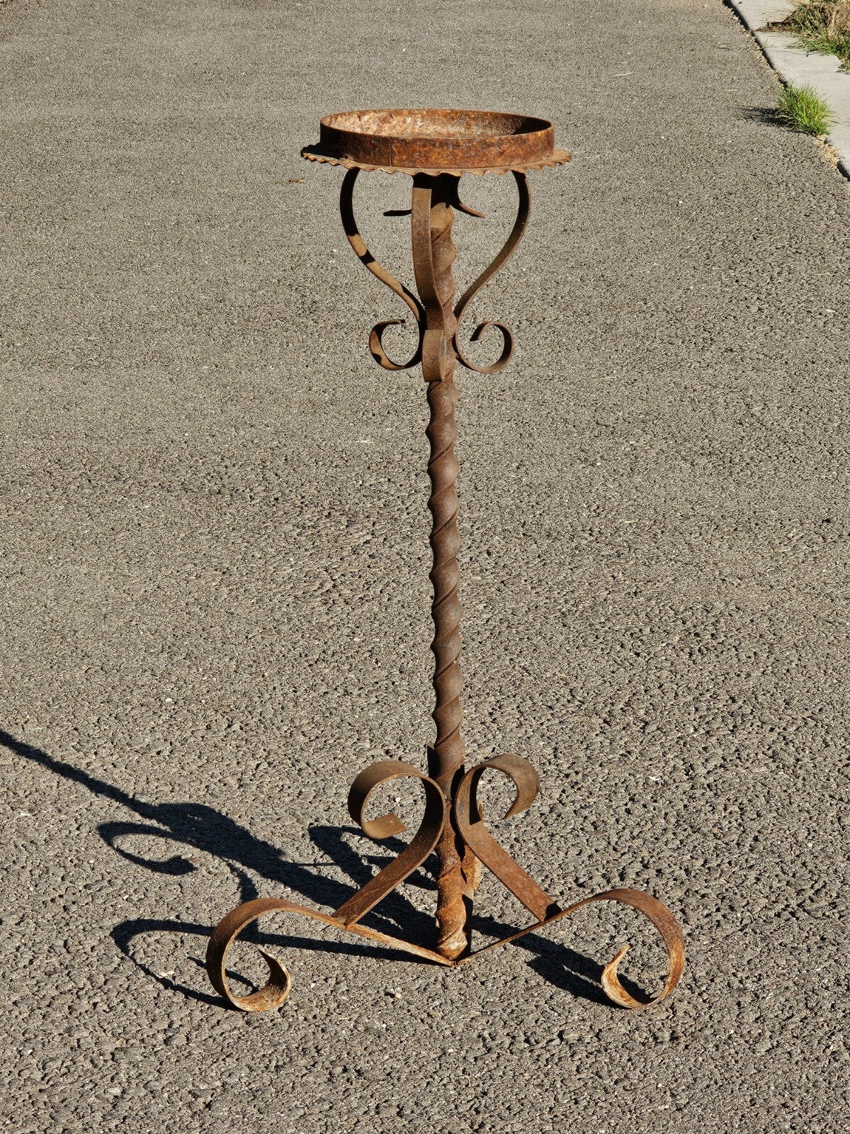 Rusty Scrolled Metal Candle Holder / Plant Stand 20.5"H