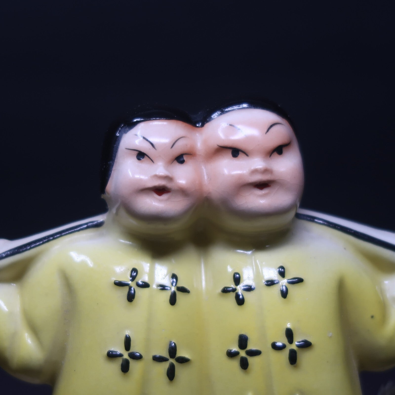 Vintage Chinese Ceramic Figurine Carrying Water Yoke With Buckets
