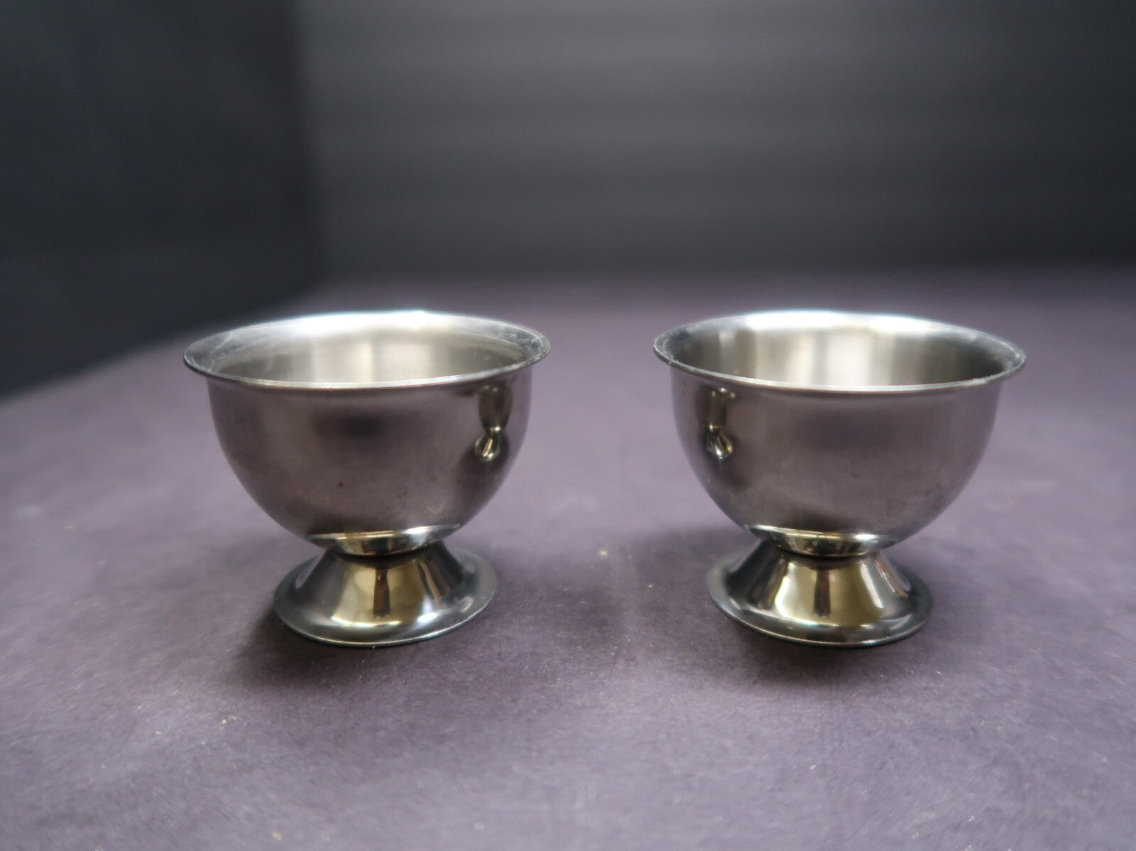 Set of 2 Vintage Metal Jigger Shot Glasses H 1.5"