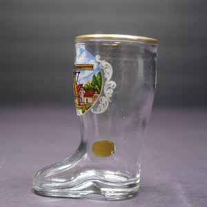 Solvang Gold Rim Boot Shot Glass Made In Western Germany H 3"